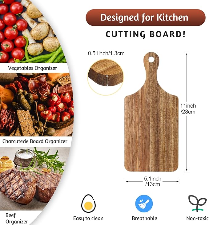 Patelai 2 Pack Thicken Bamboo Cutting Board Bulk Acacia Wood Chopping Unfinished Crafts Serving Charcuterie Boards for DIY Wedding Housewarming Gift (Acacia Wood)