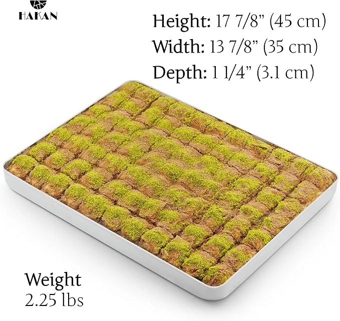 Hakan Aluminum Half Sheet Baking Pan 14x18-inch, 2.2lbs Weight, Thick Rust-Free Bakeware, Wrap Resistant Food Grade Aluminum Baking Tray, Cookie Sheet Oven Tray, Heavy-Duty Baklava Tray, Silver