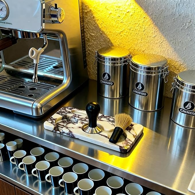 Coffee Press Pad Natural Marble Holder Espresso Coffee Machine Handle Organiser Plate Powder Hammer Storage Stand Tamper Mat Barista Tool Home Kitchen Coffee Shop Station