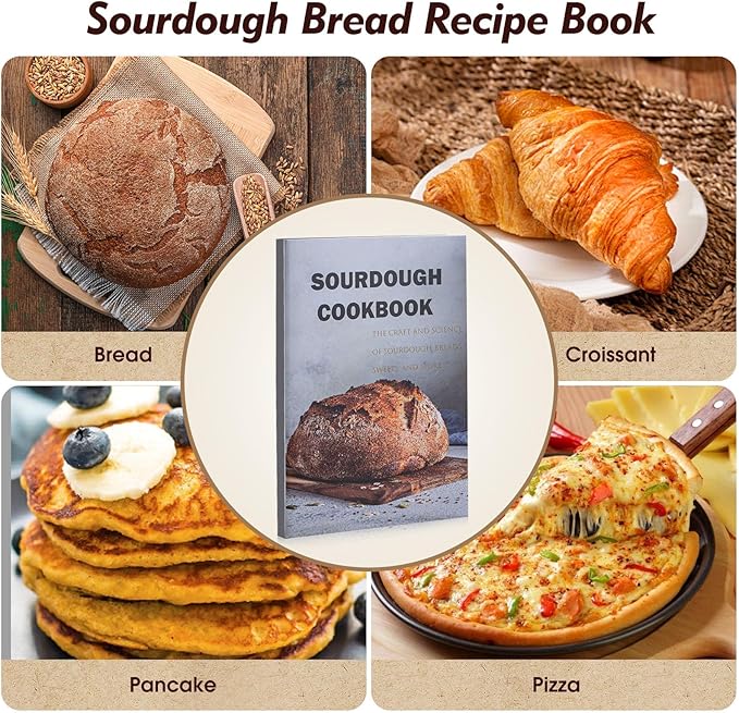 Sourdough Starter Kit,Sourdough Bread Baking Supplies,40oz Sourdough Starter Jar,Banneton Bread Proofing Basket Set with 9" Round & 10" Oval,Sourdough Bread Baking Tools