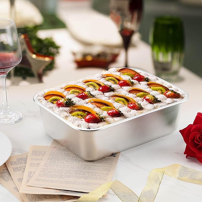 Lasagna Pan Deep, Onader 10⅝ x 8¼ Inch Rectangle Stainless Steel Lasagna Baking Dish, Metal Baking Cake Pan, Oven & Dishwasher Safe