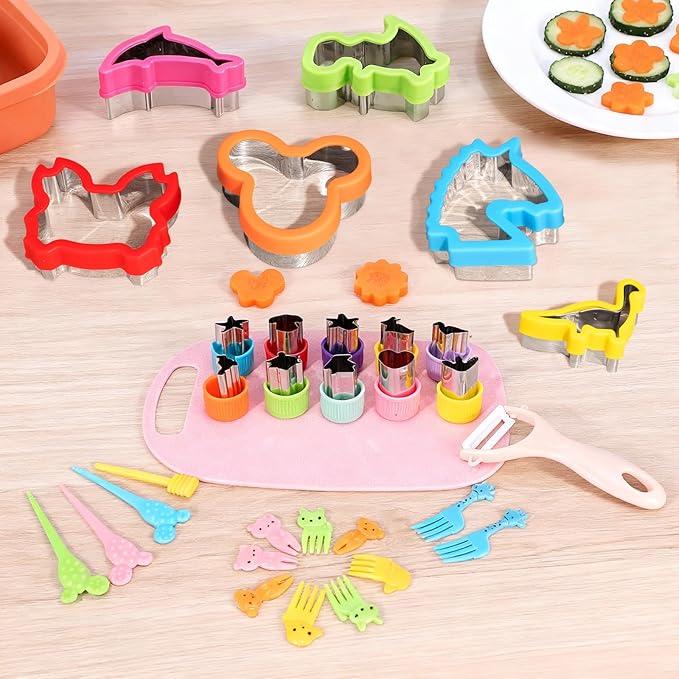 Toddler Knife Set, Kids Knife Set for Real Cooking with Vegetable Fruit Cutter Shapes Cutting Board Kid Safe Knives, Montessori Toys for Toddler Kitchen Tools Girl Boy Chirstmas Birthday Gifts