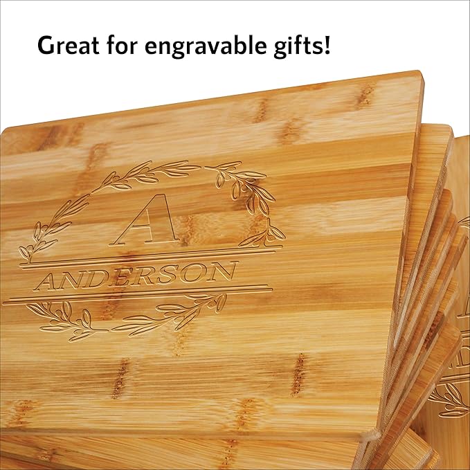 Set Of 18 Bulk Cutting Boards 12" x 9" x 0.35" - Premium Bamboo Wood Boards For Wholesale, Engraving, Kitchen And Dinning Copping Board, Sturdy & Easy To Maintain
