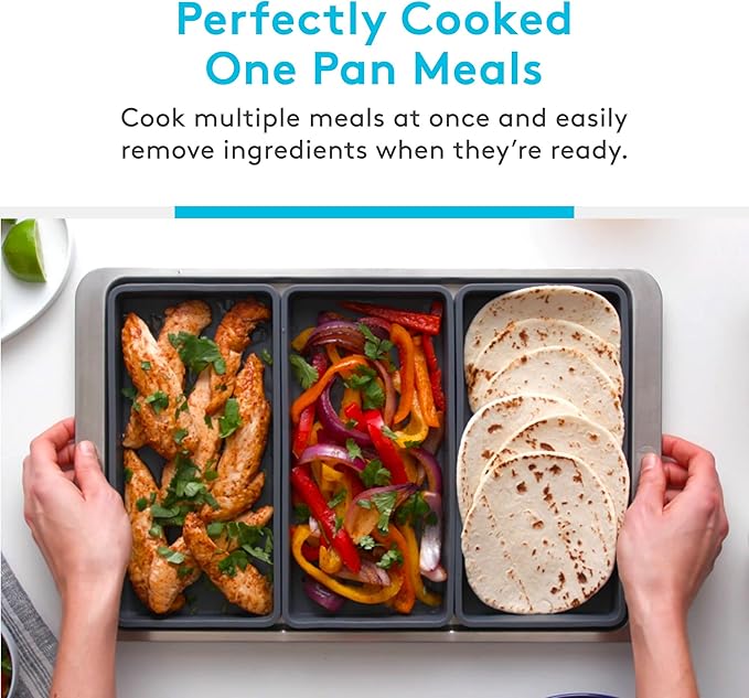 Cheat Sheets - Original Silicone Sheet Pan Dividers For Cooking & Meal Prep - Non Stick Silicone Tray Baking Set, Oven Safe & Freezer-Friendly - 4 Cheat Sheets Baking Trays