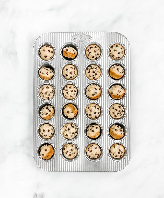 USA Pan Bakeware Mini Cupcake and Muffin Pan,Nonstick Quick Release Coating,24-Well,Aluminized Steel,(Pack of 6)