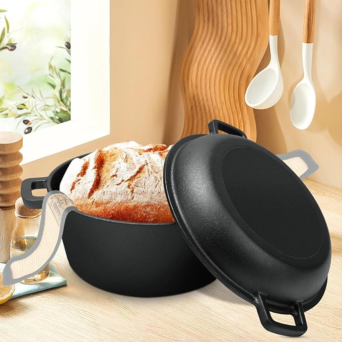 5 Qt Cast Iron Dutch Oven for Bread Baking, Sourdough Dutch Oven with Lid, Dutch Pot with Bread Baking Supplies