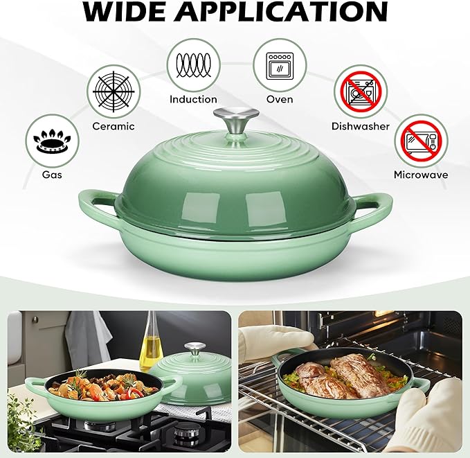 Bread Dutch Oven for Sourdough Baking (5.5 QT), Joyfair Enameled Cast Iron Dutch Oven Pot with Lid, Sourdough Bread Pan with Dual Handles, Non-Stick & Even Heat, Oven-safe up to 500°F, Pistachio Green