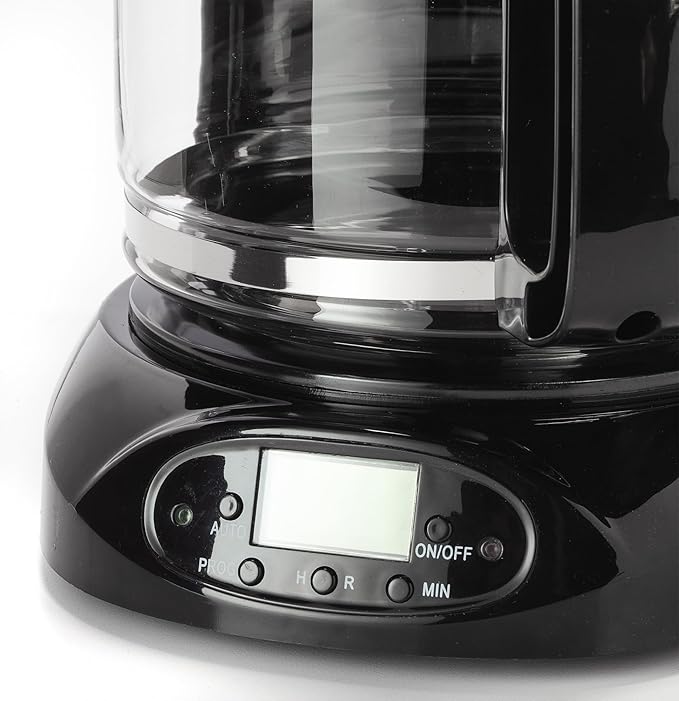 Dominion 15-Cup Deluxe Digital & Programmable Drip Coffee Maker, Auto Keep Warm Function, Anti-Drip System with Permanent Filter and Borosilicate Glass Carafe, One-Touch Operation, Black