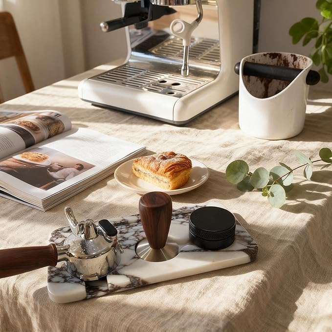 Coffee Press Pad Natural Marble Holder Espresso Coffee Machine Handle Organiser Plate Powder Hammer Storage Stand Tamper Mat Barista Tool Home Kitchen Coffee Shop Station