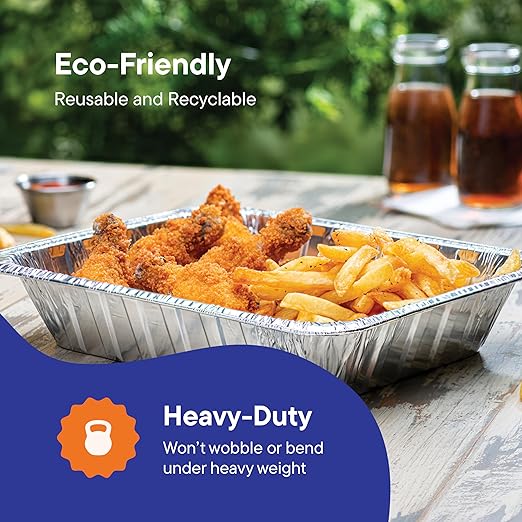 Aluminum Pans 9x13 Disposable Aluminum Foil Pans with Lids [25-Sets] Large Baking Pan Trays - Heavy Duty Tin Tray & Lid - Half Size Chafing Dishes for Roasting, Cooking, Heating or Steam