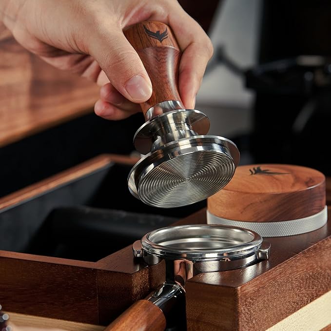 51mm Tamper Tool Espresso Rosewood Spring Loaded 30LB Calibrated Coffee Tamper Compatible With Delonghi, Casabrews, Smeg and more Espresso Machine Accessories