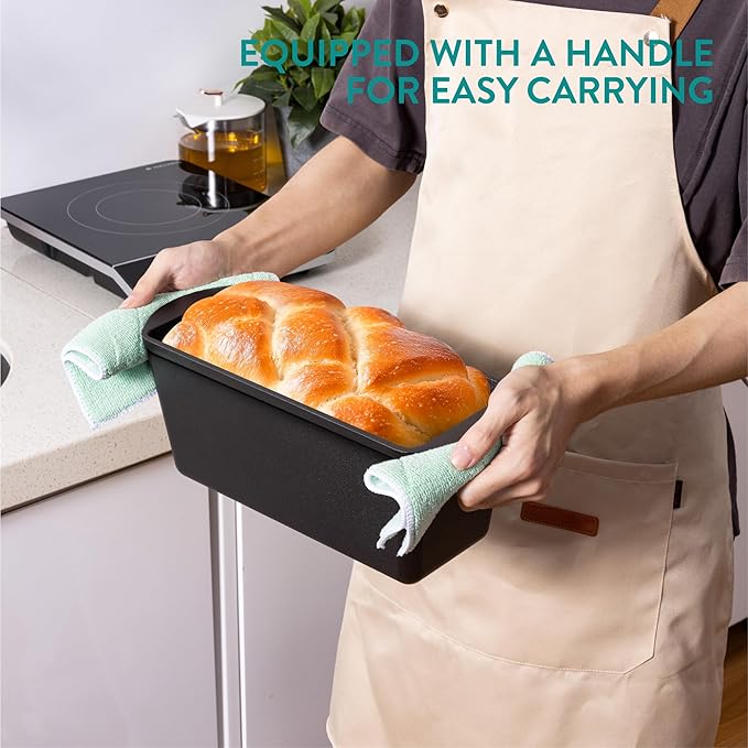 Navaris Enameled Cast Iron Bread Loaf Pan - 13.4" x 5.1"(34 x 13cm) Non-Stick Bread Baking Pan for Homemade Bread, Sourdough, Meatloaf, Cake, Oven Safe, Even Heat Distribution
