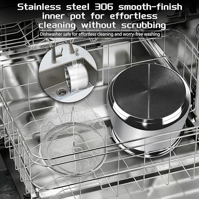 6 Quart Stainless Steel Inner Pot, Compatible with Instant Pot 6 Quart Certain Models, 0 coating, Includes 1 6 QT Inner Pot and 1 Steamer Basket.3 Year Warranty.Not Compatible With CrockPot.