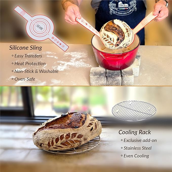 SEOR 10Pc Premium Sourdough Starter Kit; Complete Bread Baking Kit with Jar; Includes 2 Sourdough Proofing Baskets, Glass Fermentation Jar, Sourdough Tools & Baking Supplies for Artisan Loaves
