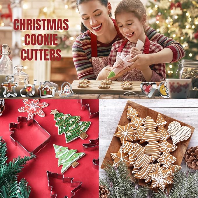 Baking Tool Advent Calendar Adult Women, 24 Day Christmas Countdown Calendar with Assorted Christmas Cookie Cutters Baking Supplies Gift for Beginners