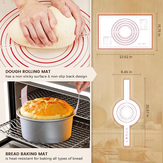 Banneton Bread Sourdough Proofing Basket - Sourdough Starter Kit Set Of 2, Sourdough Bread Baking Supplies 10" Oval Set of 2, Bread Proofing Basket with 6 Accessories