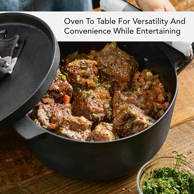 KitchenAid Seasoned Cast Iron Dutch Oven/Casserole, 6 Quart - Black