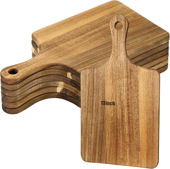 Lounsweer 6 Pcs Thicken Cutting Board Bulk Wood Board for Chopping Serving Charcuterie Material for Laser Engraving Mother' Day Wedding Housewarming Gift