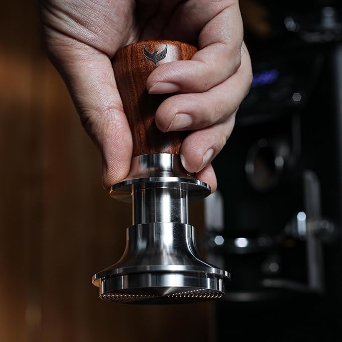 58.5mm Espresso Tamper – Rosewood Handle, Self-Leveling & Double Spring Loaded Calibrated Design Fits 58mm Portafilters for Precise Consistent Shots