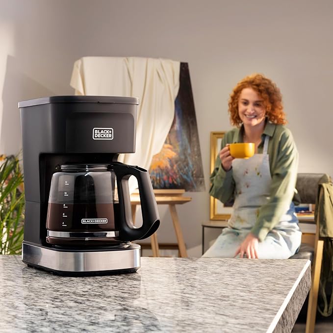 BLACK+DECKER CAFÉCRAFT 12-Cup Coffee Maker, One-Switch Drip Coffeemaker with Vortex Showerhead Technology, Sneak-A-Cup, Keep Warm Function, Stainless Steel