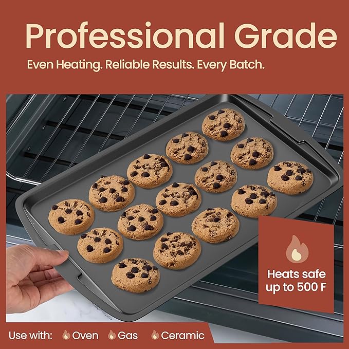 Bakken Swiss - Bakeware Set – 6 Piece – Stackable, Deluxe, Non-Stick Baking Pans for Professional and Home Cooking – Carbon Steel, Gray Coating