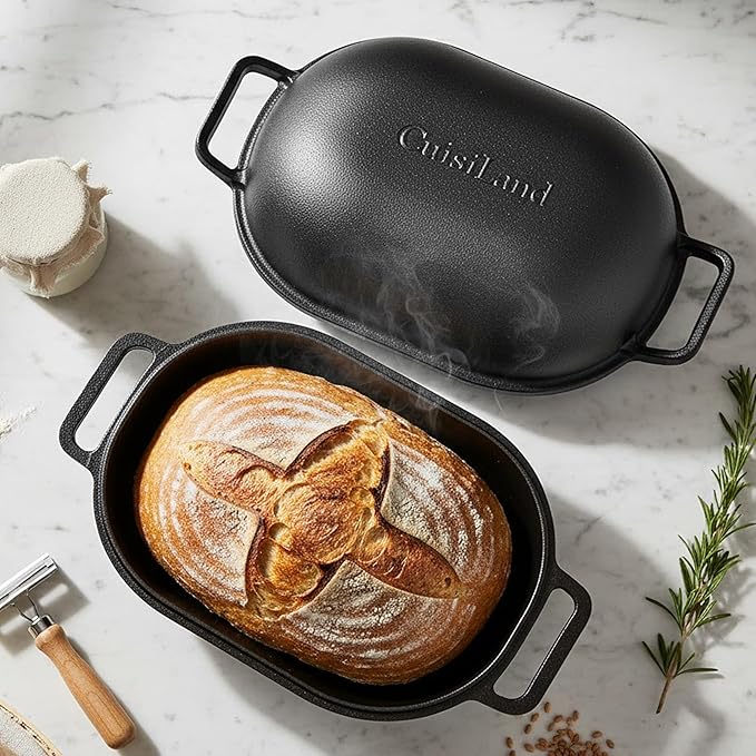 Cuisiland Large Heavy Duty Pre-seasoned Cast Iron Bread & Loaf Pan - A perfect way for baking