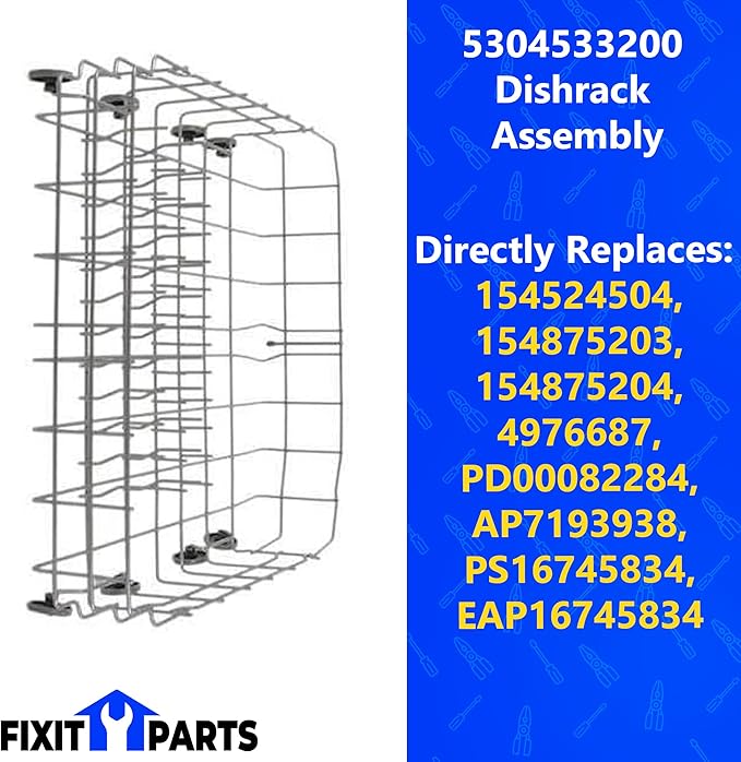 US-Based Supplier – 5304533200 Dishwasher Lower Dishrack Assembly – Genuine OEM Replacement for Electrolux, Kenmore, Crosley & Frigidaire Dishwashers – Replaces 154524504, 154875203, 154875204