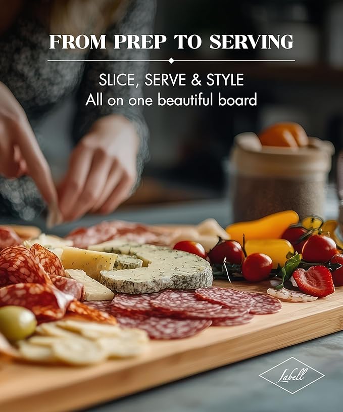 Labell Large Canadian Maple End Grain Cutting Board, Large Chopping Board for Food Prep, Natural & Durable for Charcuterie, Serving & Styling - 18" x 24" x 0.75"
