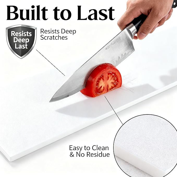 Commercial Cutting Board, Plastic Poly Kitchen Board Dishwasher Safe, Heavy Duty Food Prep Surface for Restaurant Use (48"L x 11.75"W x 0.57"Th)