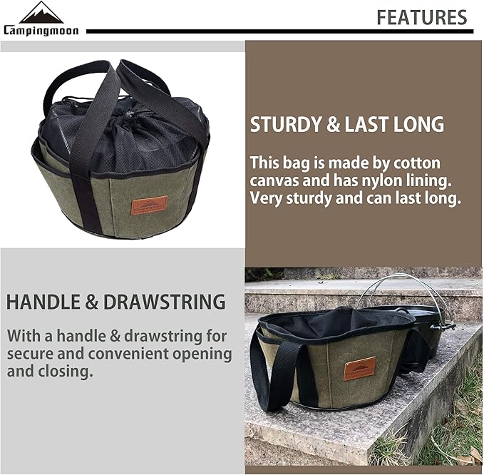 camping moon Carry Bag for Dutch Oven Durable Canvas