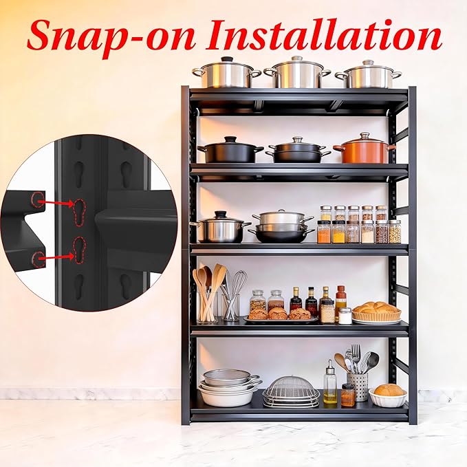 Kitchen Shelves Pantry Organizers and Storage, Adjustable Metal Shelving Unit, Kitchen Essentials Microwave Stand, Corner Shelf, Home Organization (5 Tier 35.4" W×15.7" D×71.2" H, 5)