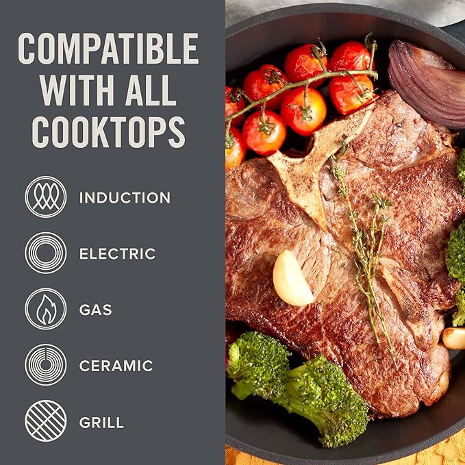 DASH Zakarian by Dash 9"x13" Nonstick Cast Iron Pan with Pour Spout and Removable Silicone Grips for Searing, Baking, Broiling, Grilling and more - Grey