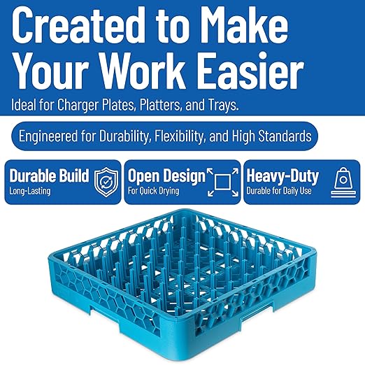 Carlisle FoodService Products OptiClean Peg Dish Rack for Commercial Washing Machines, Tall Peg Plate Rack, Blue (Pack of 6)