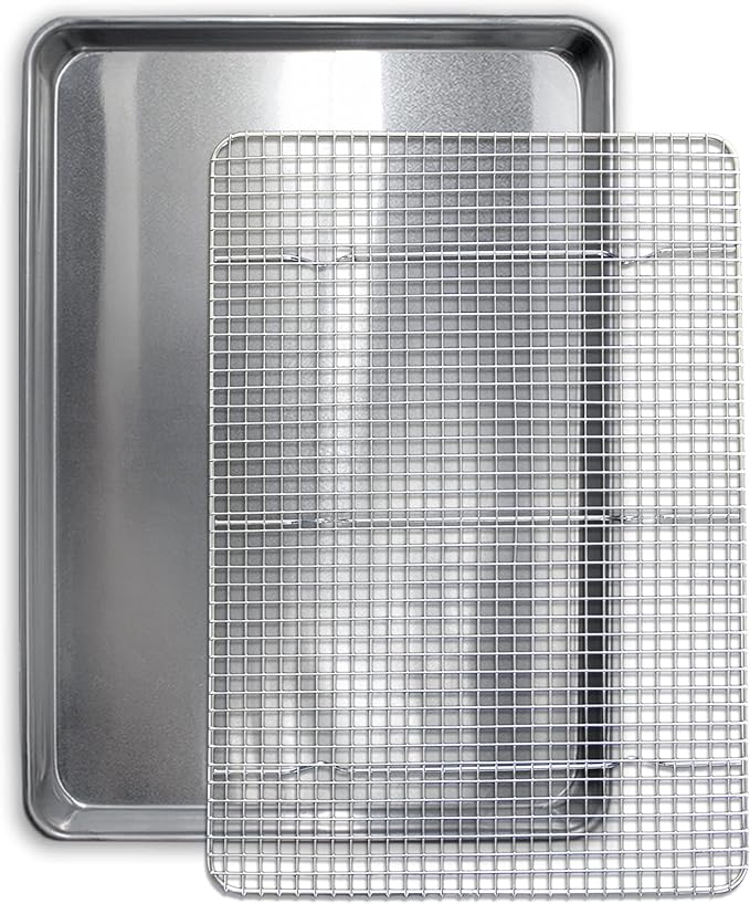 Commercial Quality Cookie Sheet Pan - 2 Pack Aluminum Half Sheet Baking Pan by Saffron & Sage Home Living - This 18x13 Baking Sheet Set is Rust & Warp Resistant, Heavy Duty, of Thick Gauge