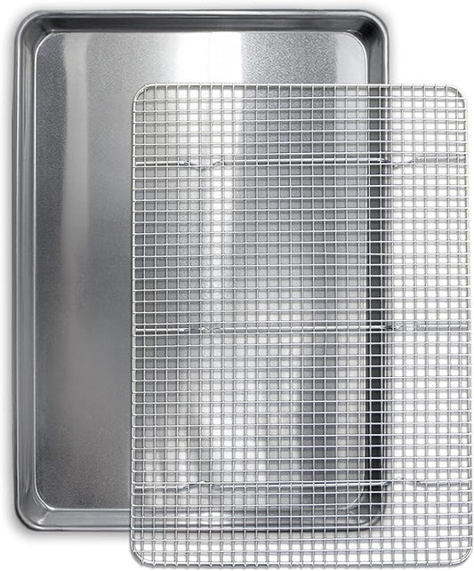 Commercial Quality Cookie Sheet Pan - 2 Pack Aluminum Half Sheet Baking Pan by Saffron & Sage Home Living - This 18x13 Baking Sheet Set is Rust & Warp Resistant, Heavy Duty, of Thick Gauge