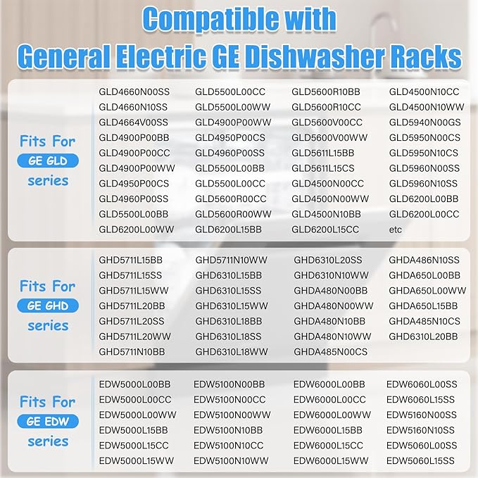 UPGRADED WD28X10384 Dishwasher Lower Rack(SS304) for General Electric GE Dishwasher Racks GLD4560N10SS GLD5660R00SS GLD5660V00SS,WD28X10165/6 WD28X10309 Lower Dishrack Assembly with Roller Wheels