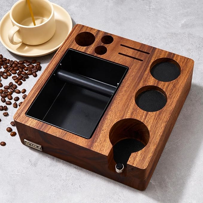Espresso Knock Box, Tamping Station 54mm for Breville Machines | Barista Workstation with Tamper, Distributor, Normcore Counter Organizer, Portafilter Holder & Multi-Accessory Storage