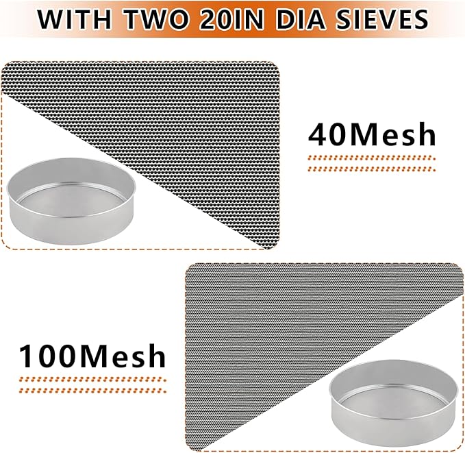 Automatic Powder Sifter Machine,110V Electric Powered Flour Sifter with 19.6" 40Mesh&100Mesh Sieve Screen for Baking Powder Grain Particles Food Industrial Processing