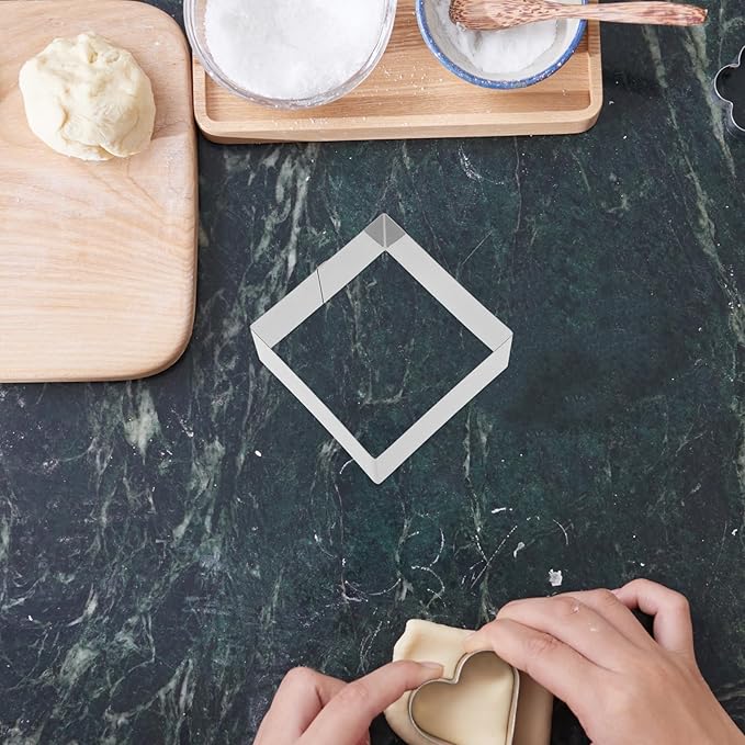 UPKOCH 5 Inch Square Stainless Steel Cake Ring for Mousse and Pastry Baking Square Mold for Custom Desserts and Baking Tools