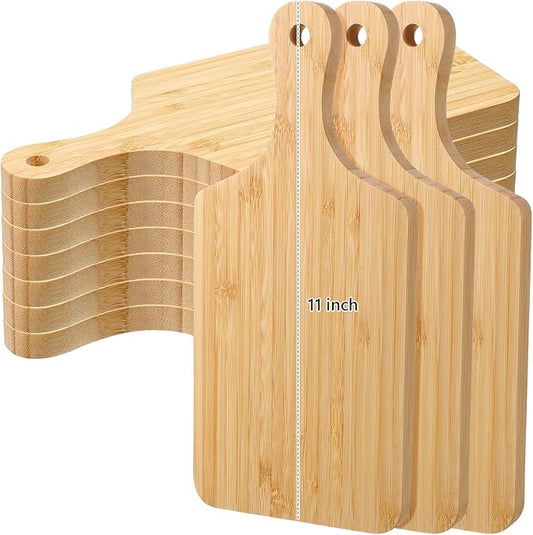 Patelai 10 Pack Thicken Bamboo Cutting Board Bulk Acacia Wood Chopping Unfinished Crafts Serving Charcuterie Boards for DIY Wedding Housewarming Gift (Bamboo Wood)