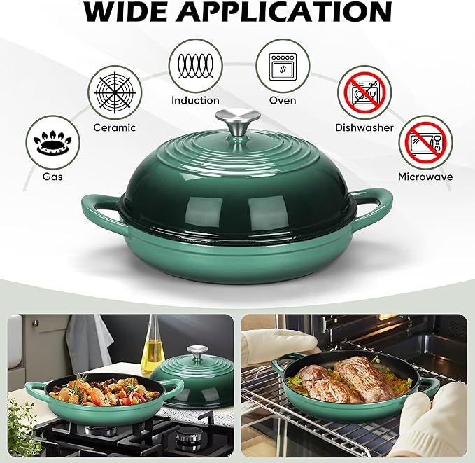 Bread Dutch Oven for Sourdough Baking (5.5 QT), Joyfair Enameled Cast Iron Dutch Oven Pot with Lid, Sourdough Bread Pan with Dual Handles, Non-Stick & Even Heat, Oven-safe up to 500°F, Olive Green