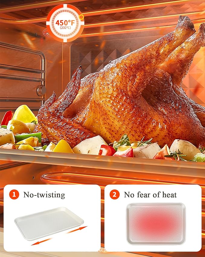 2-Pack 9x13 Quarter Sheet Pan Baking Sheet Set with Wire Rack - Nonstick 0.8mm Carbon Steel, Cookie Sheets for Baking, Non-Toxic, Dishwasher Safe, Oven Safe 450°F (External 9.5x13.6)