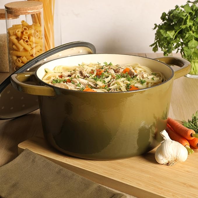 Crock Pot Artisan 7-Quart Round Cast Iron Dutch Oven Pot With Lid - Gradient Sage Green