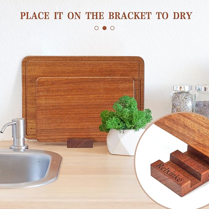 Solid Teak Wood Cutting Board One Piece Non Glued Large Thick Crack Resistant Wooden Chopping Board with DeepJuice Grooves Built in Handles for Kitchen Meat Vegetables Chese 15.8 X 11 Inch