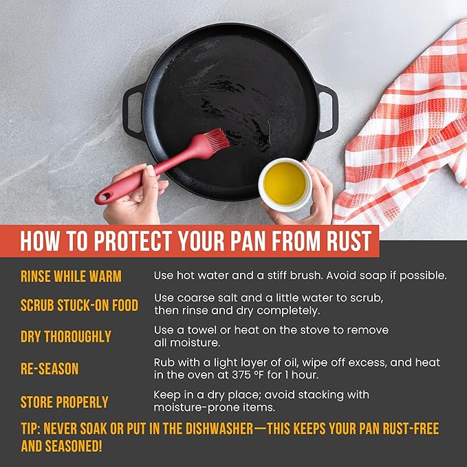 Chef Pomodoro Cast Iron Pizza Pan, Pre-Seasoned 12 inch Cast Iron Skillet with Handles, Dosa Pan for Dosa Tawa Roti, Crepe Pan, Comal for Tortillas, Baking Stove, Oven, Grill BBQ and Campfire