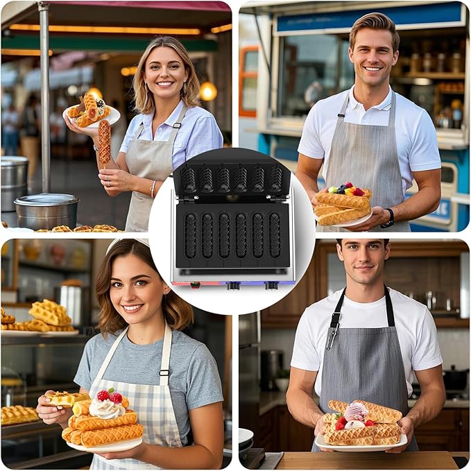 Waffle Stick Maker -Commercial Corn Dog Maker w/Non-stick Baking Pans, 550 ℉ Temperature and Timer, 1550W Corndog Maker Machine for Double Baking, 110V Waffle Stick Maker Machine for Hotel