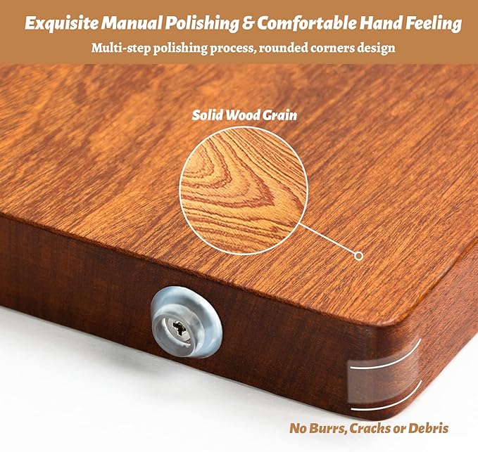 Real Solid Sapele Cutting Board One Piece No Glue Non Toxic All Whole Single Wood Butcher Block Thick Hard Wood Heavy Duty Edge Grain (Medium, 14.96"L*11.02"W*0.98"Th)