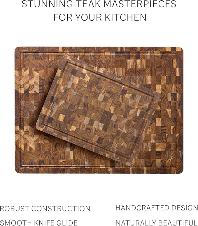Teakhaus Butcher Block Carving Board - Large Extra Thick Cutting Board with Juice Groove - Holiday Gift Ideas for Men and Women - Gift-Ready End Grain Wood, Knife Friendly - FSC Certified