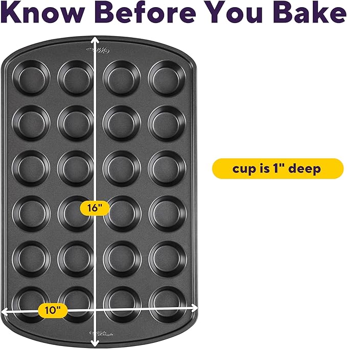 Wilton Gold Non-Stick 24-cup Muffin Pan, Stainless Steel Bakeware, Made without PFAs, 16 x 10 x 1 in., Packaging may Vary