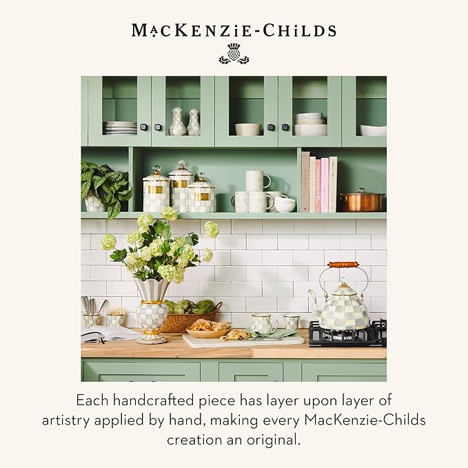 MACKENZIE-CHILDS Enamel Mixing Bowl Set, Small 5-Cup, Medium 10-Cup, and Large 16-Cup Serving Bowls for Entertaining, Set of 3, Gray-and-White Sterling Check